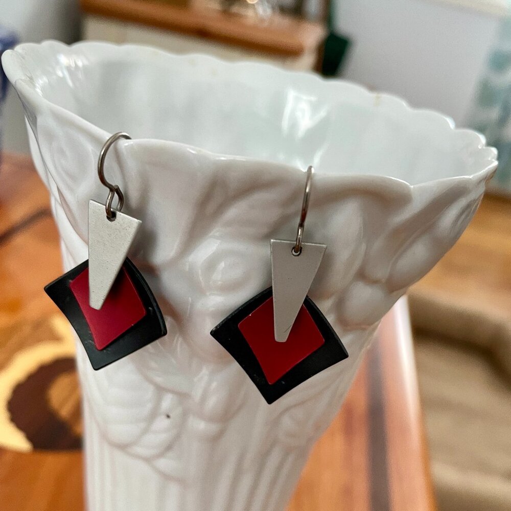 Chic color-block metal earrings